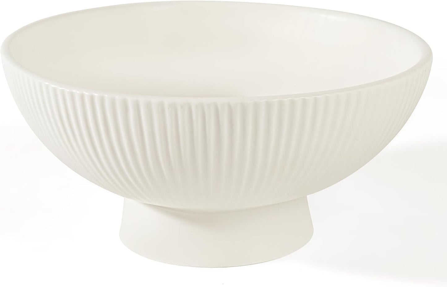 White Ceramic 8 Inch Small Decorative Bowl Fruit Bowl for Kitchen Counter Modern Pedestal Footed Centerpiece Bowl for Coffee Table & Home Decor Fall Catch-All Bowl for Key, Candy