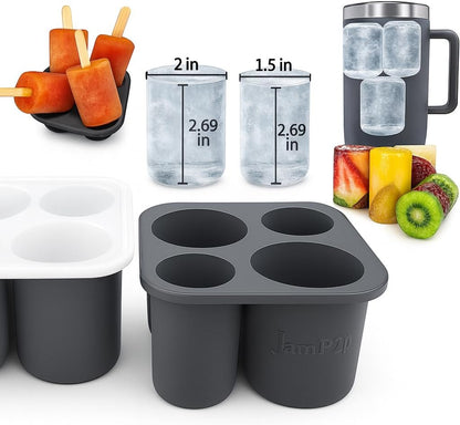 Silicone Ice Cube Tray for Tumblers, Stanley accessories, large slow melt solid cylinder Ice cubes for Eggnog, cocktails, travel and sport water bottles, Whiskey, popsicles molds, baby food storage