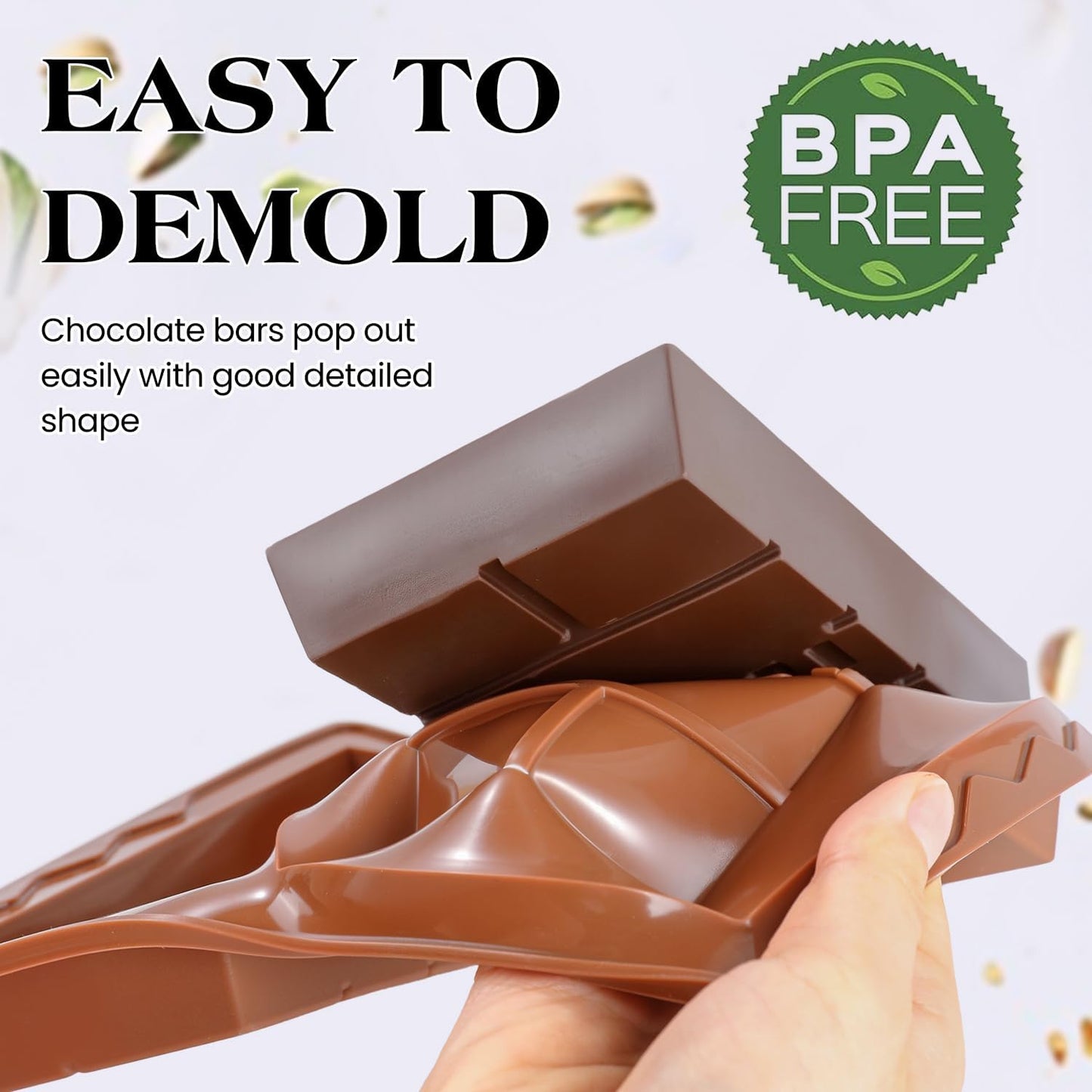 1 Inch Chocolate Bar Mold Deep Dubai Stuffed Chocolate Molds Silicone Large Break Apart Candy Molds (2 Pcs)