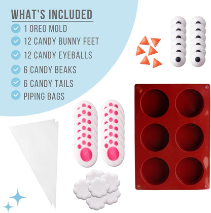 Sweets Indeed Easter Silicone Oreo Mold with Candy Sprinkles And Shapes Bunny Tails Eyes Beaks Decorates 12 cookies Perfect for baking and cookie decoarting 1.03 ounces (Easter)