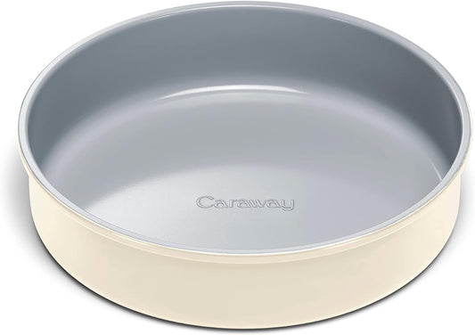 Caraway 9” Circle Pan - Non-Stick Ceramic Coating - Free From Forever Chemicals - Perfect for Birthday Cakes, Tartes, & More - Cream