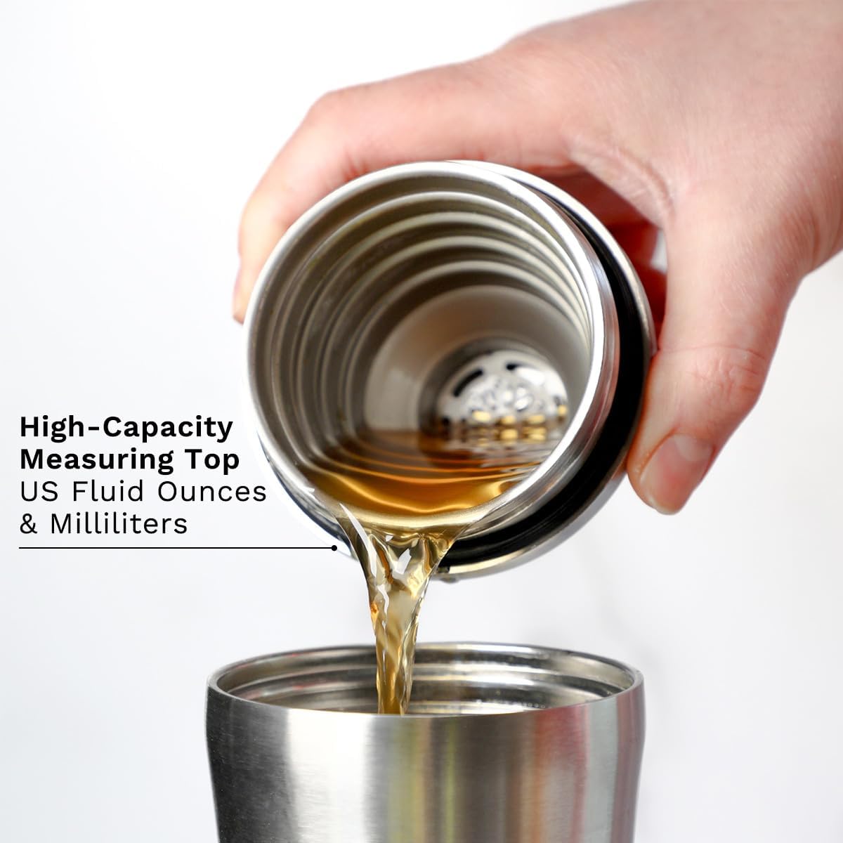 Elevated Craft Hybrid Cocktail Shaker - Premium Vacuum Insulated Stainless Steel Cocktail Shaker - Innovative Measuring System - Martini Shaker for the Home Bartender - 28oz Total Volume