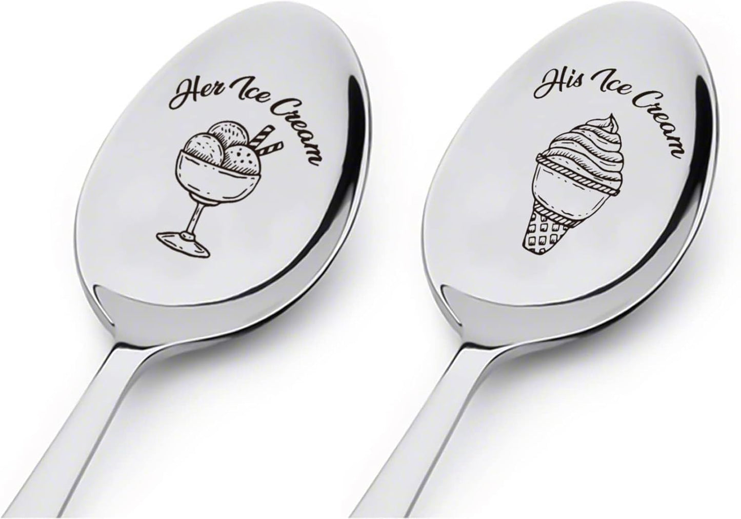 Gifts for Her Him Spoon Valentines Day gift His Ice Cream Her Ice Cream Engraved Spoons Personalized Gift for Valentine's Day Gift,Birthday Gift,Wedding Gift,Christmas Gift
