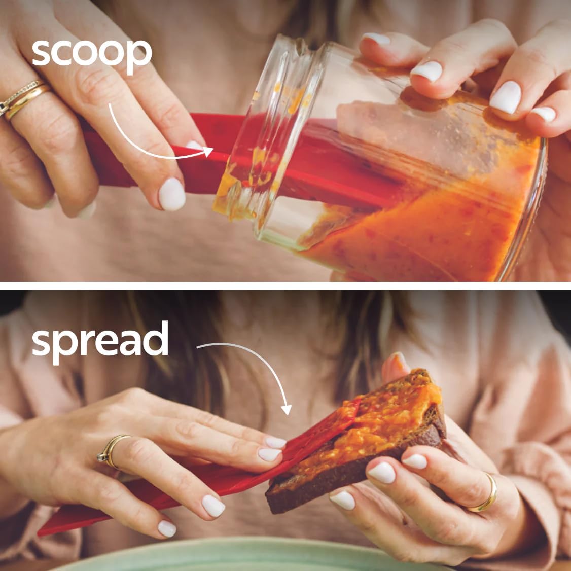 POLYGONS - Original Flat 3-in-1 Folding Measuring Spoons | 2 Spoons fold into 6 Sizes | Magnetic | DuraBend Tech lasts 100k+ folds | LeakProof for Wet & Dry | Gift Packaging | Baking/Cooking (Pink)