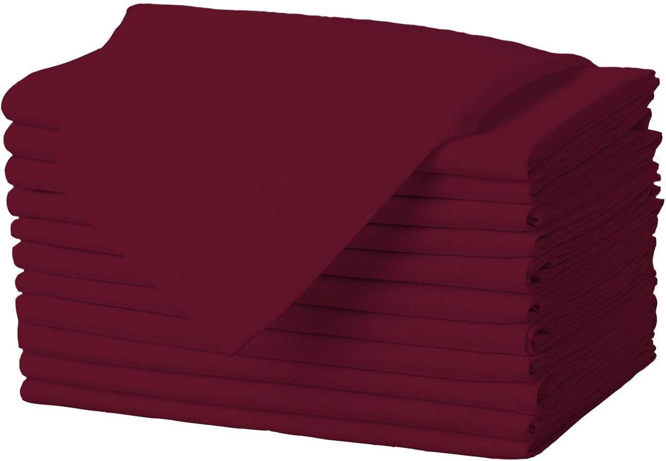 Gee Di Moda Cloth Napkins - 17 x 17 Inch Burgundy Dinner Napkins - Set of 12 Soft & Absorbent Washable Fabric Cloth Table Napkins with Hemmed Edges for Hotel Restaurant, Holiday Parties & Wedding