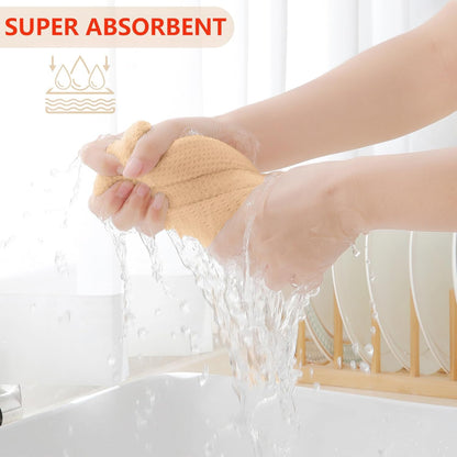 Homaxy 100% Cotton Waffle Weave Kitchen Dish Towels, Ultra Soft Absorbent Quick Drying Cleaning Towel, 13 x 28 Inches, 4-Pack, Apricot