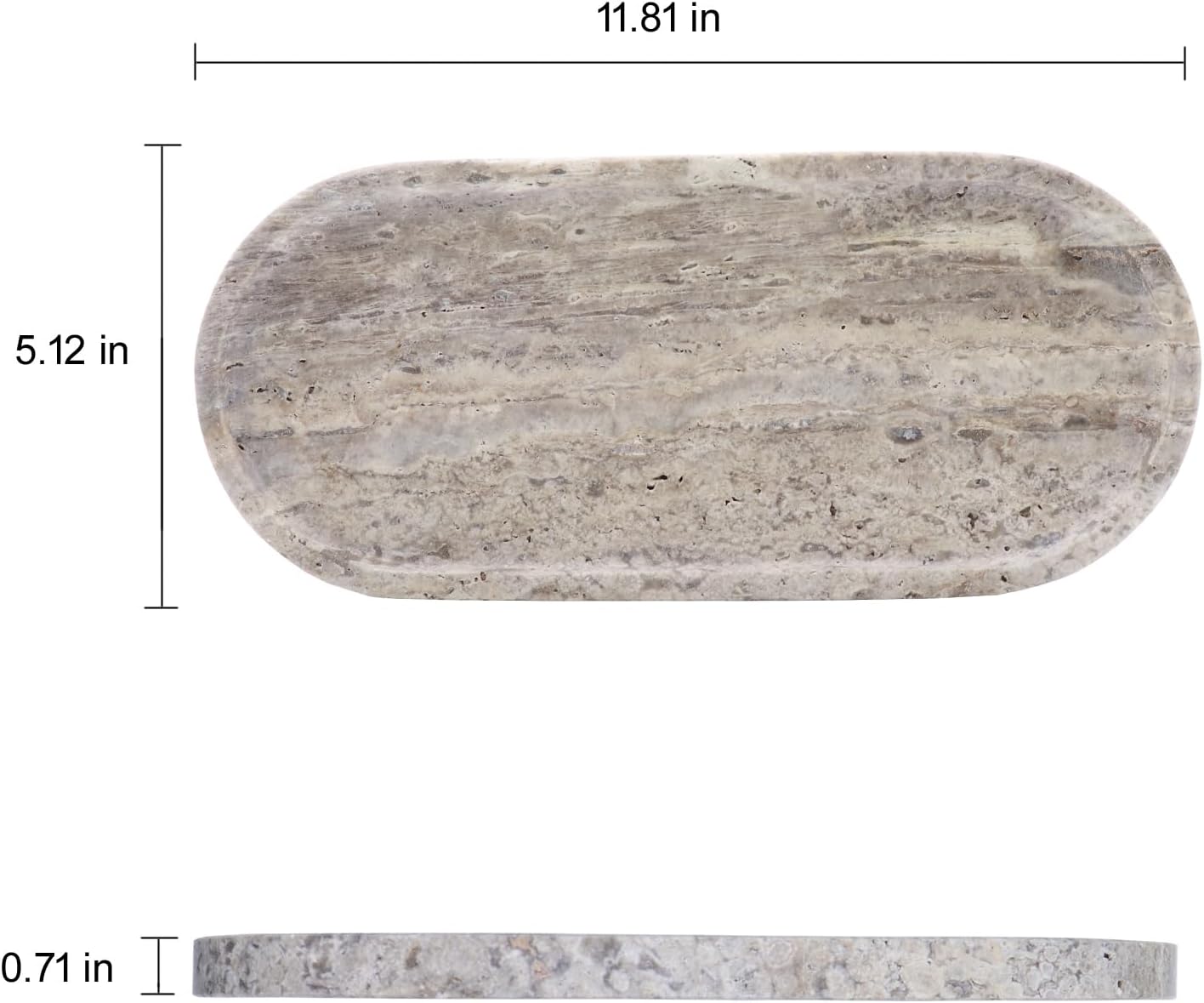 OOBOOB Oval Natural Marble Tray,Elegant Vanity Organizer for Jewelry, Perfume, Decorative Serving Tray for Coffee, Tea, or Dining Table Centerpiece,Countertop Storage Organizer for Home Bathroom