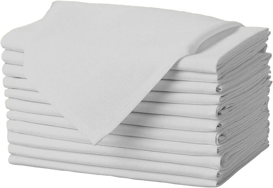 Gee Di Moda Cloth Napkins - 17 x 17 Inch Silver Dinner Napkins - Set of 12 Soft & Absorbent Washable Fabric Cloth Table Napkins with Hemmed Edges for Hotel Restaurant, Holiday Parties & Wedding