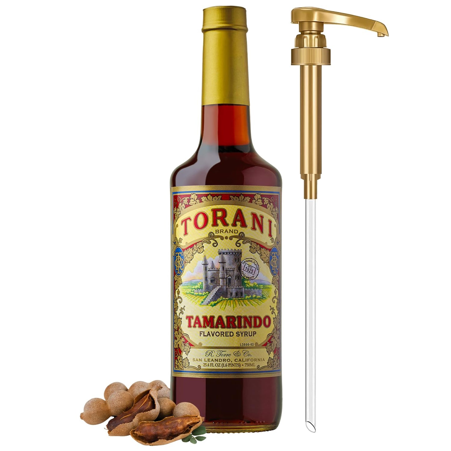 Torani Tamarindo Syrup, 100th Anniversary Flavor for Drinks, Glass Bottle with Pump Included, 25.4 Fl Oz