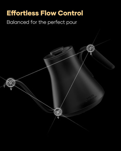 Cocinare FLOW B9 Gooseneck Electric Kettle, Precise Temperature Control for Pour-Over Coffee & Tea Brewing, Stainless Steel Interior, Rapid Heating for Boiling Water, 1500W/0.9L (Matte Black)