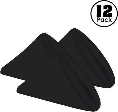 Gee Di Moda Cloth Napkins - 17 x 17 Inch Black Dinner Napkins - Set of 12 Soft & Absorbent Washable Fabric Cloth Table Napkins with Hemmed Edges for Hotel Restaurant, Holiday Parties & Wedding