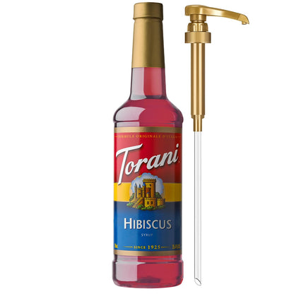 Torani Hibiscus Syrup for Drinks, Flavoring for Iced Tea, Lemonade, Sodas, and Cocktails, Pump Included, 25.4 Oz
