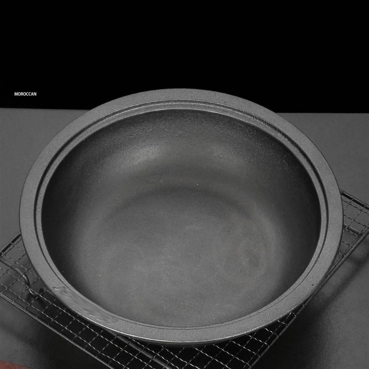 Cast Iron Moroccan Tagine Pot with Tray, Non-Stick Tagine with Conical Lid Induction Compatible Gas Stove Kitchen Essential(Size:24)