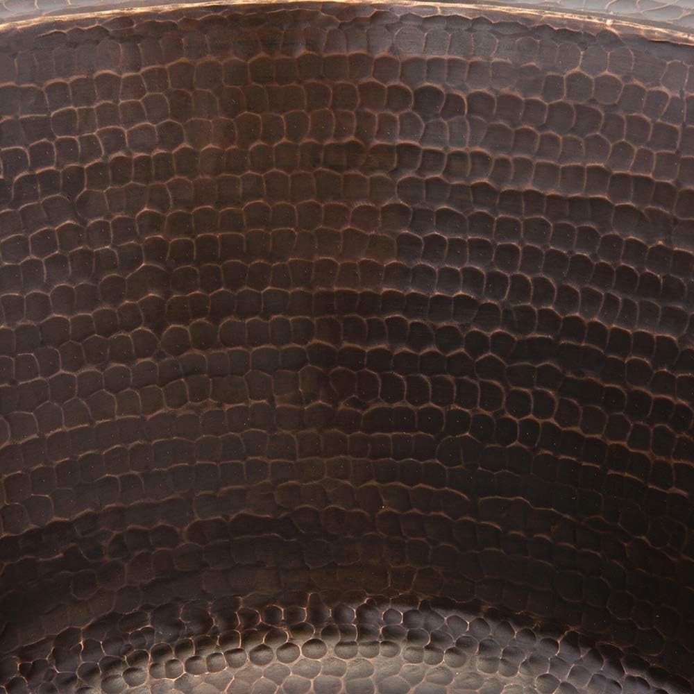 Premier Copper Products BR17DB 17-Inch Round Hammered Copper Prep Bar Sink