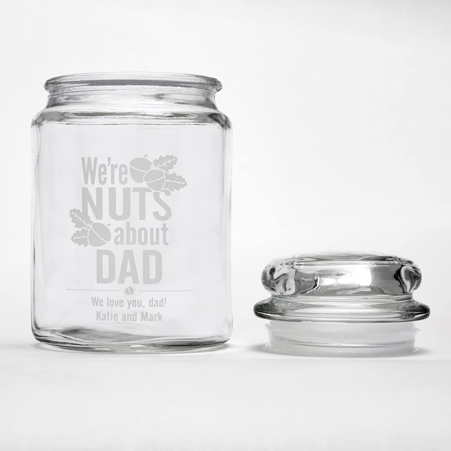 Let's Make Memories Personalized Going Nuts Treat Jar - Nuts About Daddy - For Him - I Version