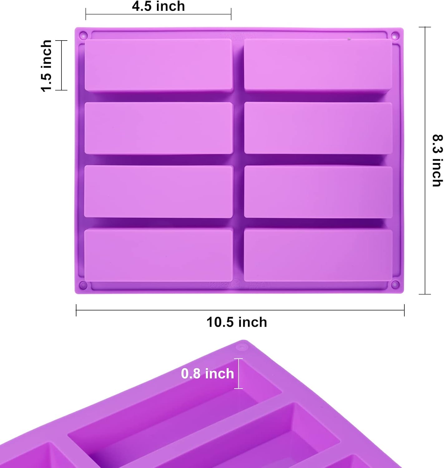 3 Pack Granola Bar Mold Silicone Mold,8 Cavity Rectangle Energy,Cereal Bar Molds for Ganache, Chocolate Bar, Truffles, Cheesecake