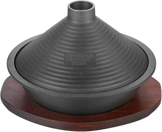 Cast Iron Moroccan Tagine Pot with Tray, Non-Stick Tagine with Conical Lid Induction Compatible Gas Stove Kitchen Essential(Size:28)