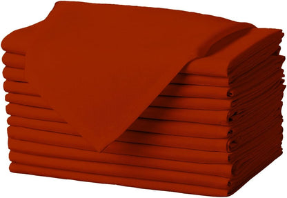 Gee Di Moda Cloth Napkins - 17 x 17 Inch Burnt Orange Dinner Napkins - Set of 12 Soft & Absorbent Washable Fabric Cloth Table Napkins with Hemmed Edges for Hotel Restaurant, Holiday Parties & Wedding