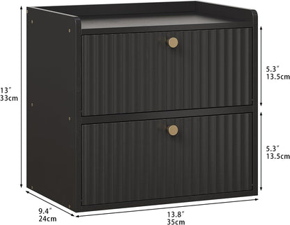 Rustic Bread Box for Kitchen Countertop Bamboo Bread Storage Container Bin Double Layer BreadBox Farmhouse Large Capacity Food Organizer Black