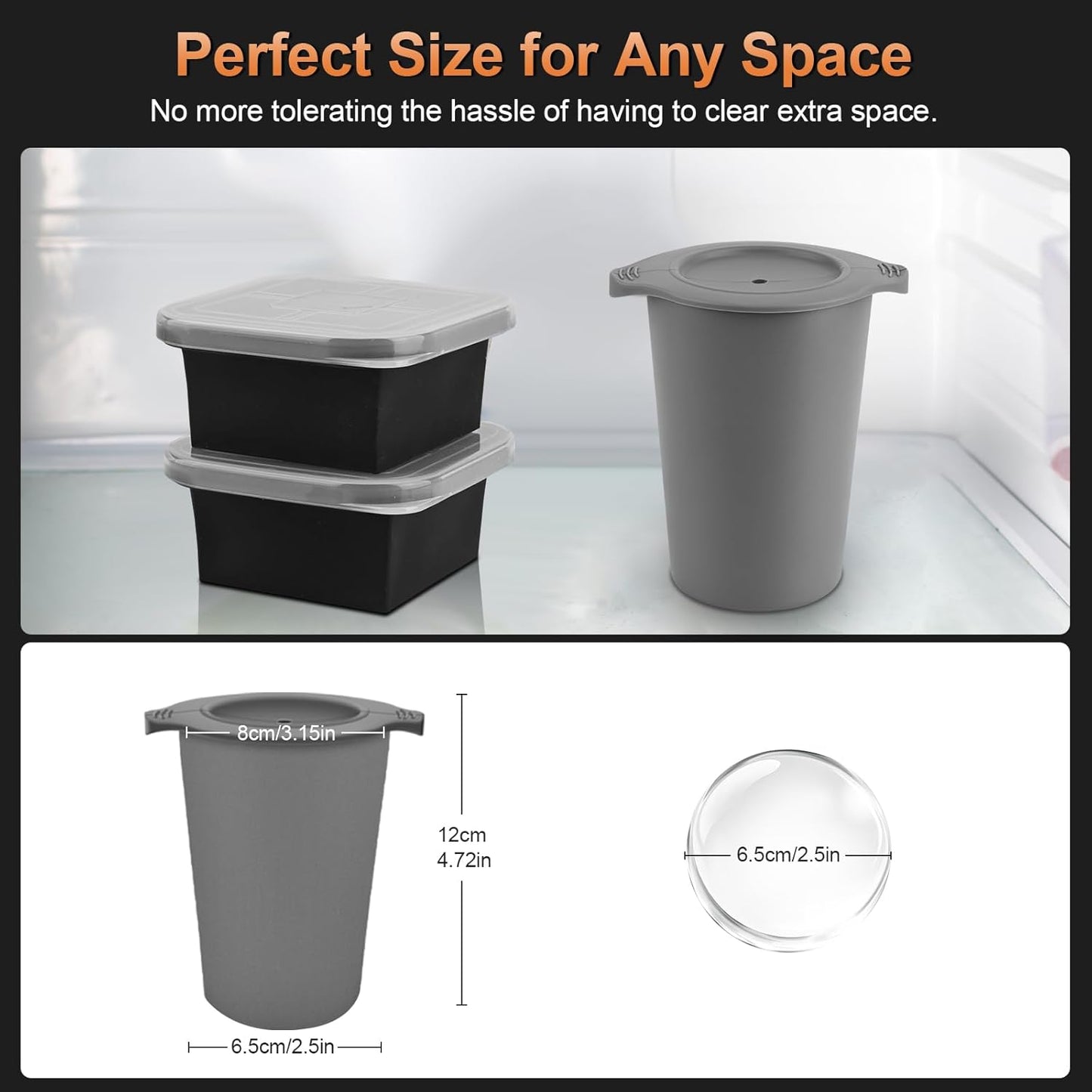 Clear Ice Cube Maker, 2.5" Easy-Release Sphere Ice Maker, Stainless Steel Clear Ice Maker, Non-BPA Premium Silicone Ice Cube Molds for Cocktails, Drinks & Bourbon, Whiskey Gifts for Men - 2 Pack