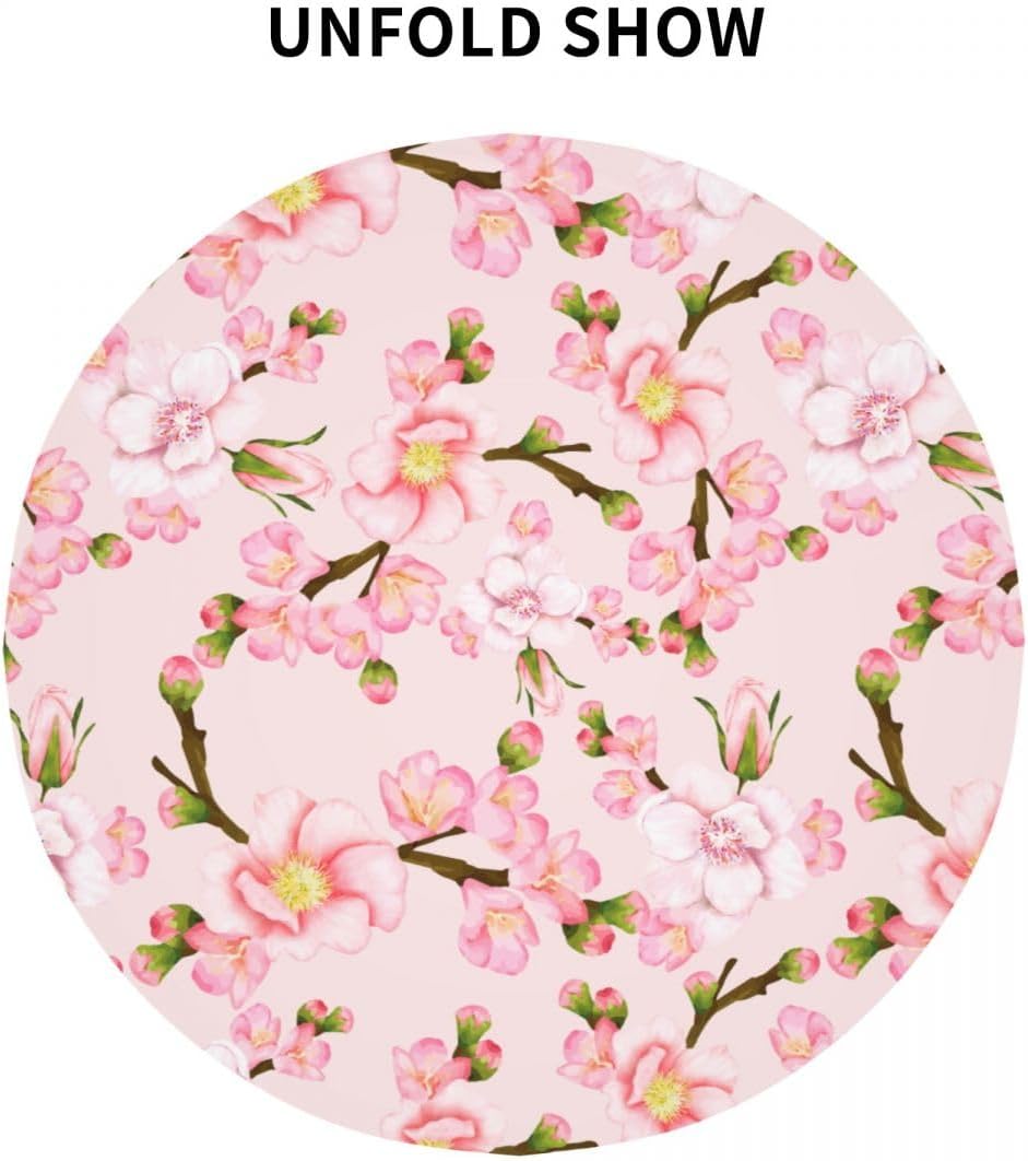 Japanese Tablecloth, Navy Blue Koi Traditional Cherry Blossom Vintage Floral Oriental Water Resisitant Wipeable Table Cover for Dining Kitchen Living Room Home Party Holiday Decor 60 inch Round