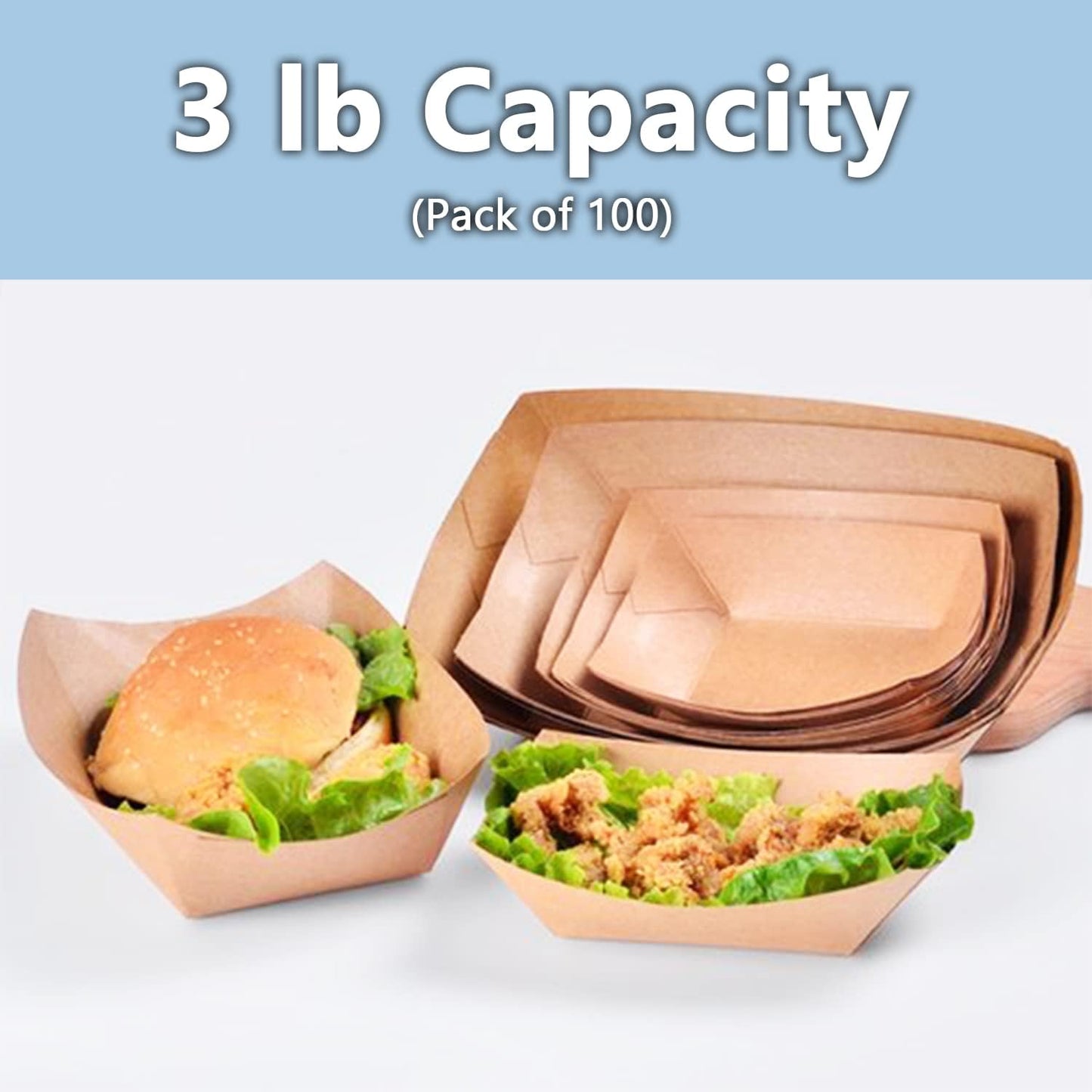 Angel's Peel Lounge Disposable Paper Food Tray - Recyclable Kraft, Fully Biodegradable Paper Food Trays- Picnics, Carnivals, Camping Trays- Food Serving Tray Holds Hot and Cold Food 3Lb (Pack of 100)