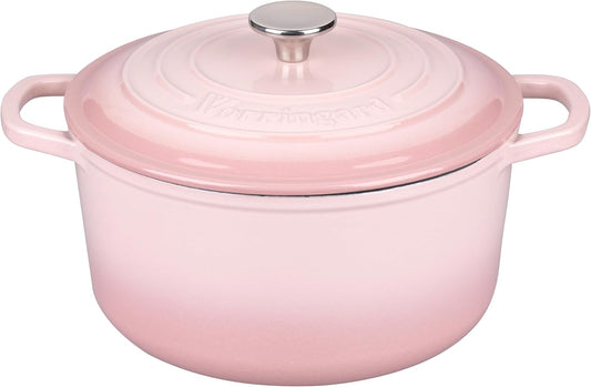 Enameled Cast Iron Dutch Oven Pot with Lid, for Sourdough Bread Baking, Round Dutch Ovens, 4.5 Quart, Pink