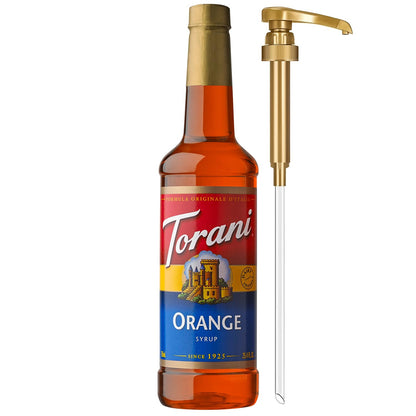 Torani Orange Syrup for Drinks, Flavoring for Iced Tea, Sodas, Cocktails, and Milk Shakes, Pump Included, 25.4 Oz