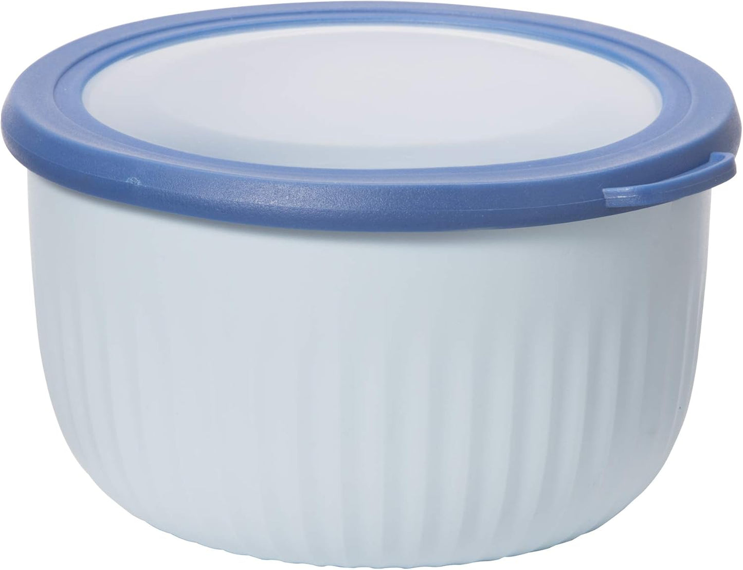 Oggi Prep, Store & Serve Plastic Bowl w/See-Thru Lid- Dishwasher, Microwave & Freezer Safe, (2.6 qt) Blue w/Dk Blue Lid