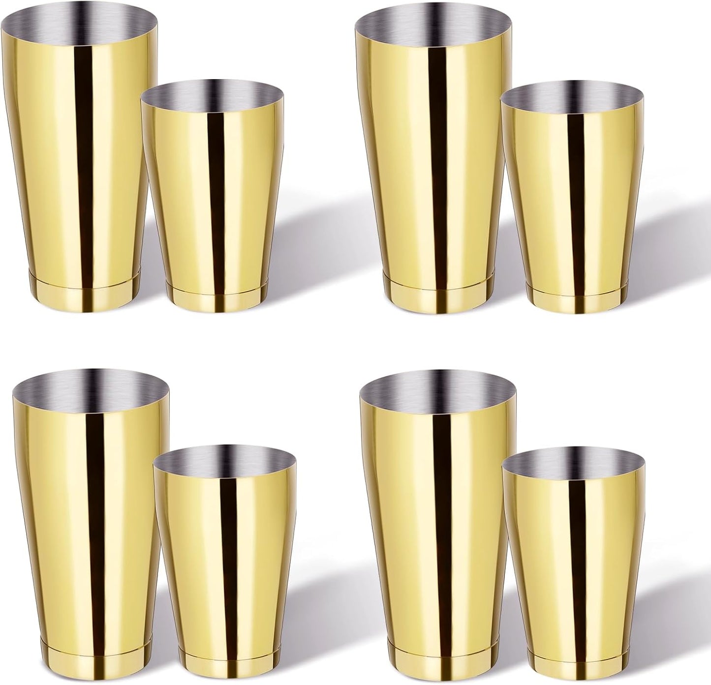 8 Pcs Cocktail Shaker Boston Shaker Set Professional Bartender Kit Bar Shaker Stainless Steel Drink Bartending Martini Tin with 18oz & 28oz Mixed Alcohol Tool for Beginner(Gold)