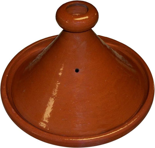 Treasures Of Morocco Moroccan Cooking Tagine, 13.3 Inches Diameter, Glazed Clay, Brown, Round, Handmade, Oven Safe
