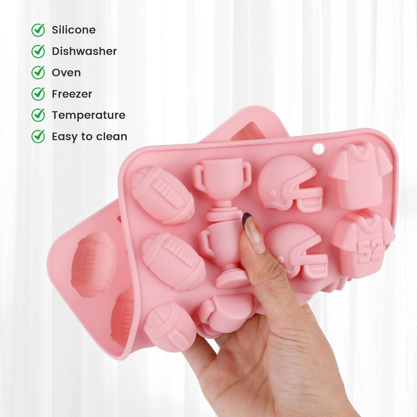 4 PCS Football Cake Chocolate Mold, 20 Cavites Football Silicone Cake Pop Molds Candy Mould Shaped with Helmet Football Cake Pan for Jello, Silicone Chocolate Molds,Ice Cube, Cupcake Decorations