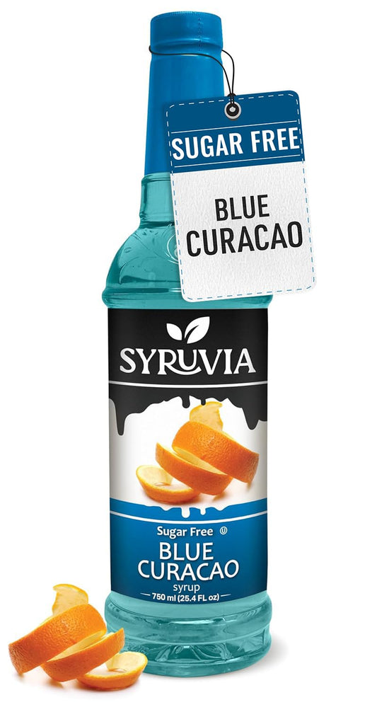 Syruvia Sugar Free Blue Curacao Syrup, Flavored Syrup for Cocktails, Drinks, Lemonades, Iced Teas, and Desserts – 25.4 fl oz