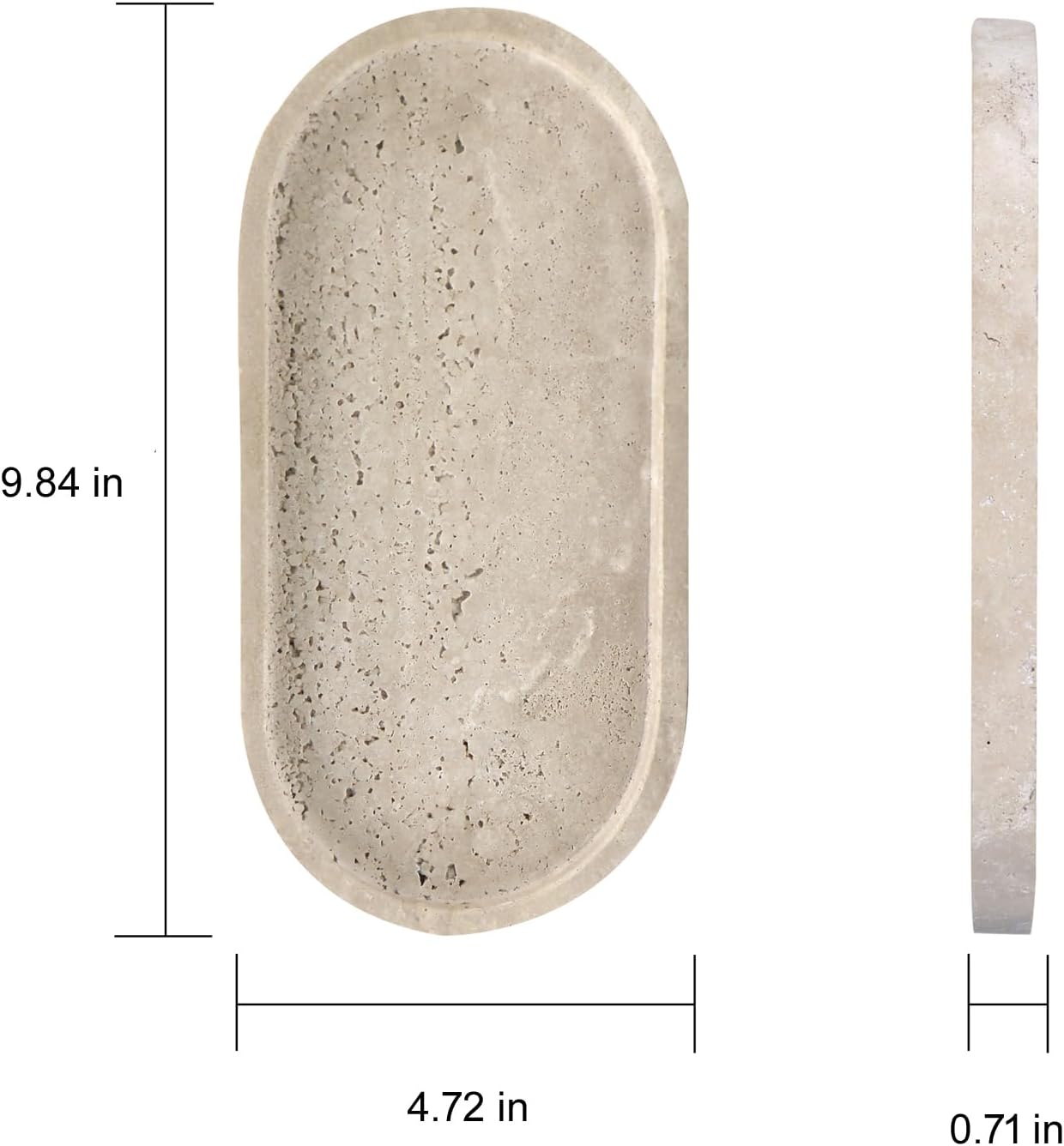 OOBOOB Oval Natural Marble Bathroom Tray for Decor Countertop, Marble Vanity Tray for Candles Perfume, Jewelry, Cosmetics, Elegant Vanity Organizer for Jewelry, Perfume