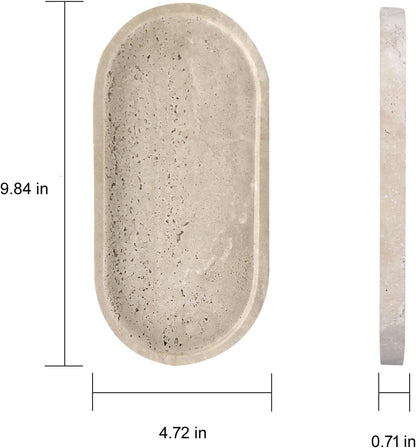 OOBOOB Oval Natural Marble Bathroom Tray for Decor Countertop, Marble Vanity Tray for Candles Perfume, Jewelry, Cosmetics, Elegant Vanity Organizer for Jewelry, Perfume