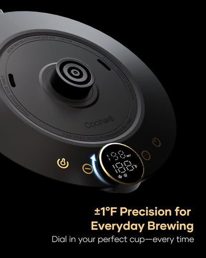 Cocinare FLOW B9 Gooseneck Electric Kettle, Precise Temperature Control for Pour-Over Coffee & Tea Brewing, Stainless Steel Interior, Rapid Heating for Boiling Water 1500W/0.9L (Delacroix Green)