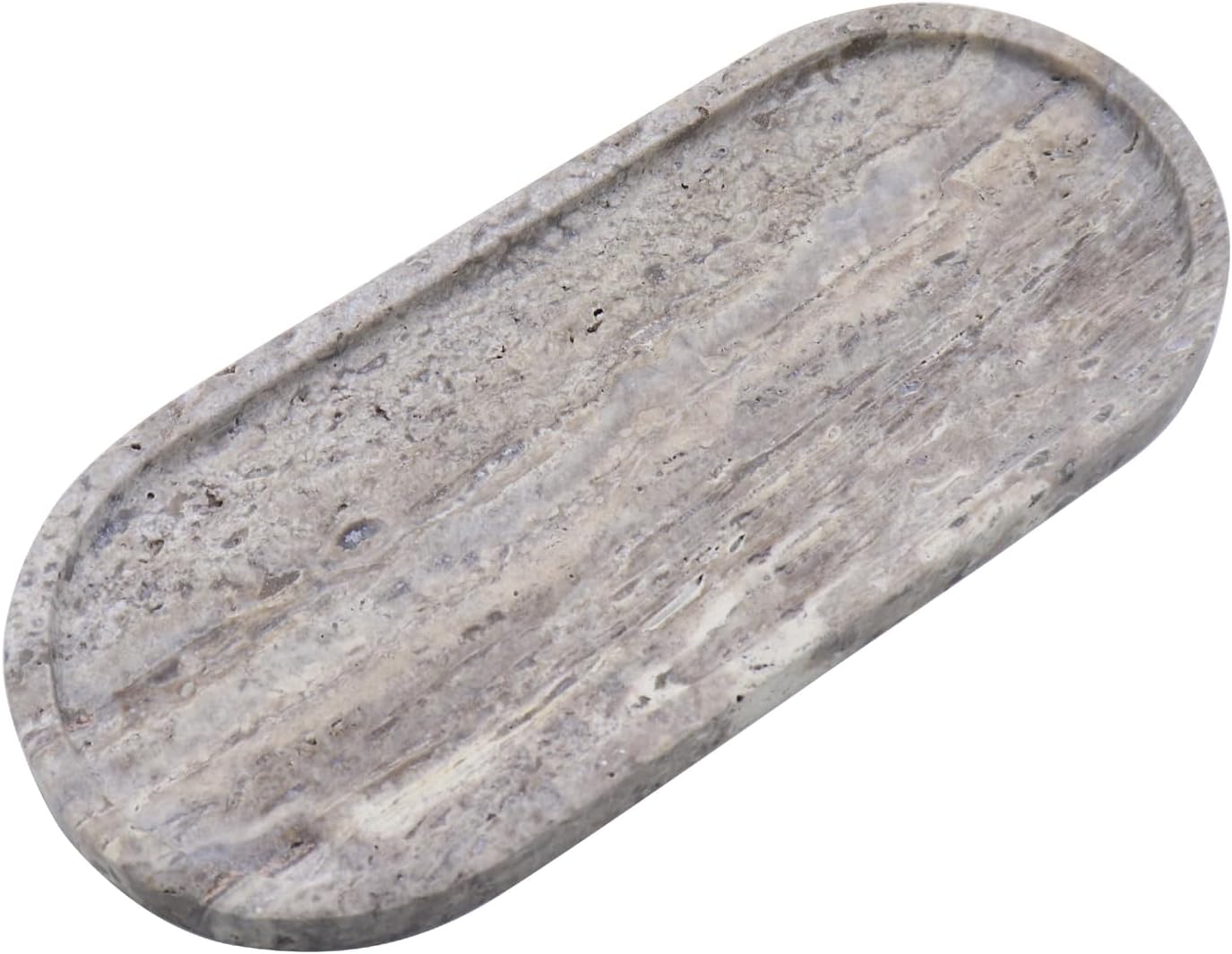 OOBOOB Oval Natural Marble Tray,Elegant Vanity Organizer for Jewelry, Perfume, Decorative Serving Tray for Coffee, Tea, or Dining Table Centerpiece,Countertop Storage Organizer for Home Bathroom
