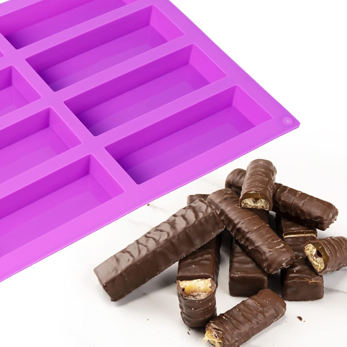 3 Pack Granola Bar Mold Silicone Mold,8 Cavity Rectangle Energy,Cereal Bar Molds for Ganache, Chocolate Bar, Truffles, Cheesecake