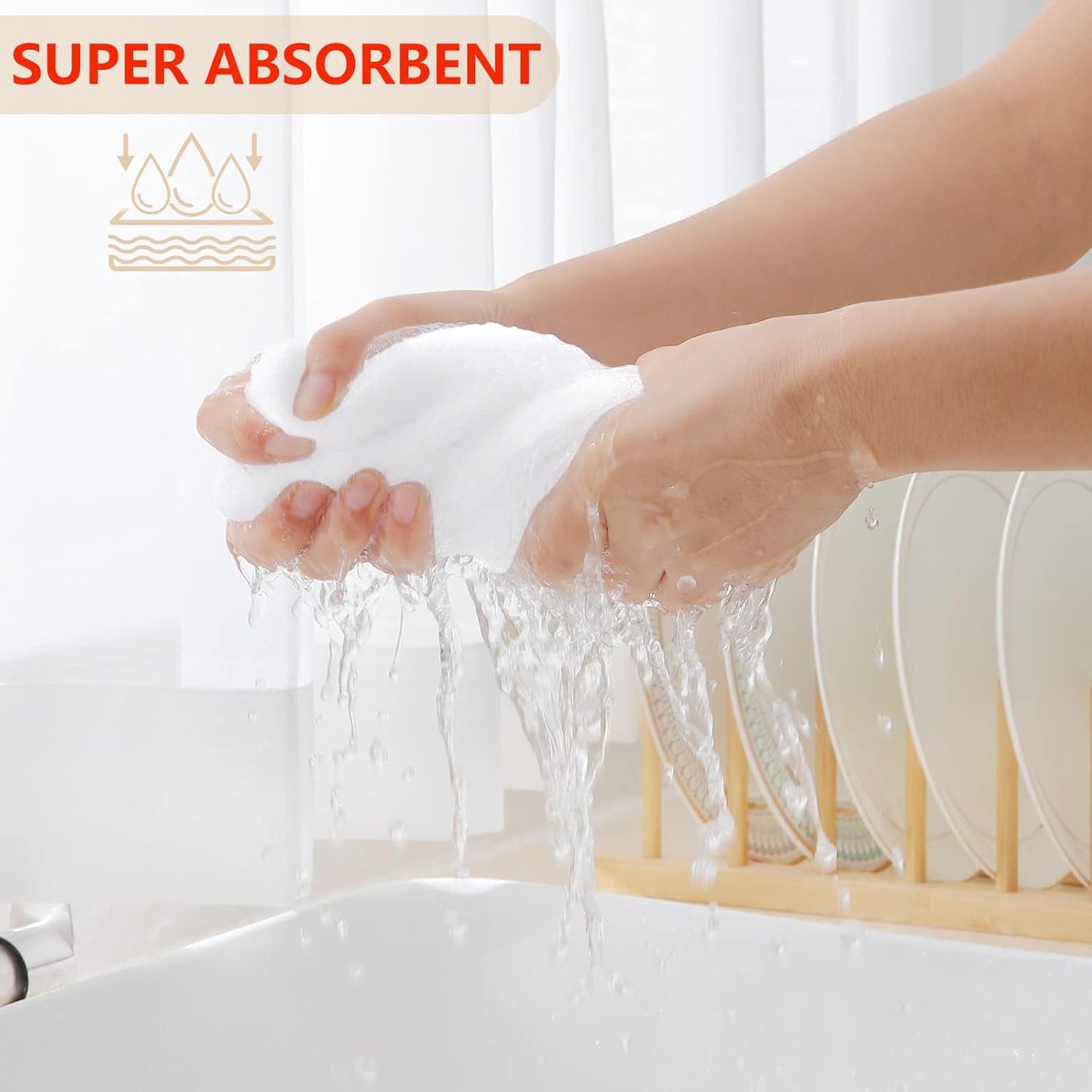 Homaxy 100% Cotton Waffle Weave Kitchen Dish Towels, Ultra Soft Absorbent Quick Drying Cleaning Towel, 13 x 28 Inches, 18-Pack, White