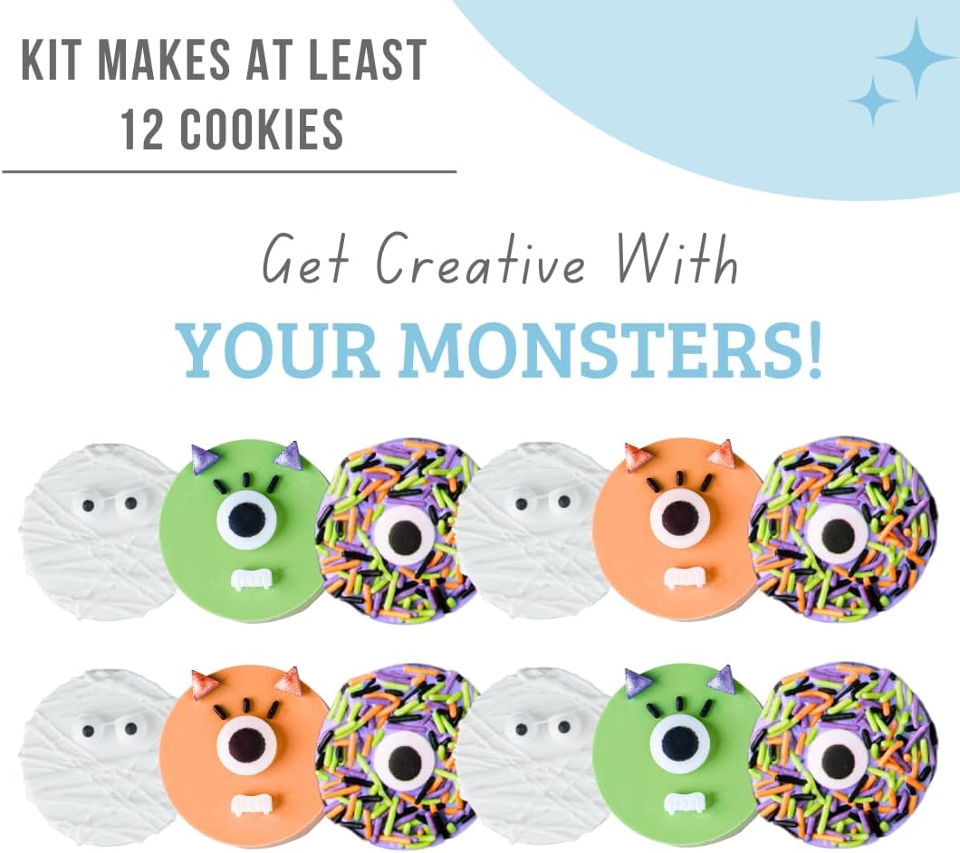 Sweets Indeed Sandwich Cookie Decorating Kit – Halloween DIY Set with Oreo Mold, Spooky Sprinkles, Candy Eyeballs, Monster Teeth & Piping Bags