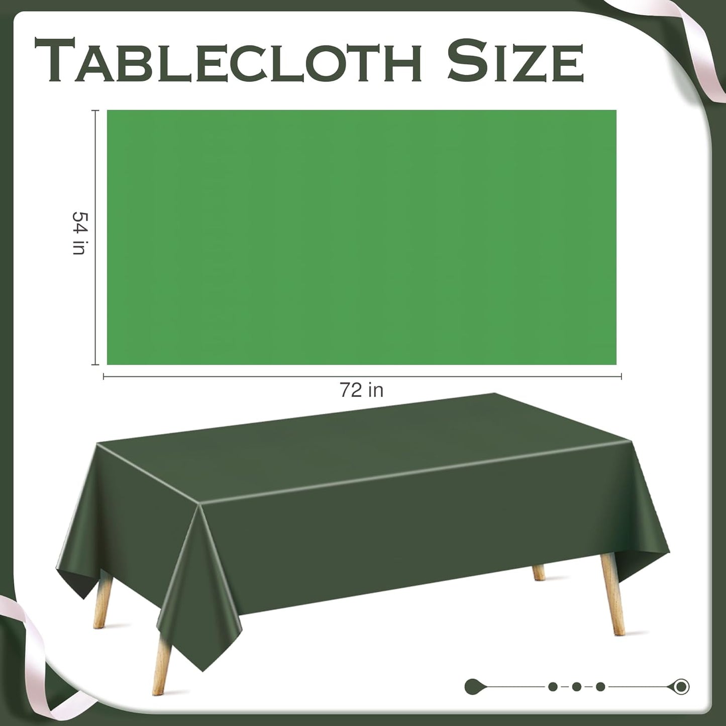 6 Pieces Mine Pink Series Rectangle Tablecloth, 54x72" Solid Color Waterproof & Spillproof Disposable Plastic Table Cover, Durable Party Tablecloth for Dining, Buffet, Picnic, Outdoor Events