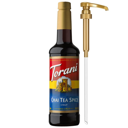 Torani Coffee Syrup, Chai Tea Spice Flavored Syrup for Drinks, Pump Included, 25.4 Fl Oz