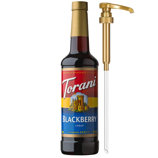 Torani Blackberry Syrup for Drinks, Flavoring for Iced Tea, Lemonade, and Sodas, Pump Included, 25.4 Oz