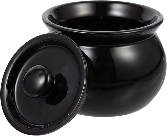 Casserole Ceramic Pot Ceramic Soup Bowls with Lid, Heat-Resistant Hot Pot Clay Pots 100% Natural Earthenware Clay Pot, Ceramic Stockpot Stewpot for Dinner and Party Farmhouse Style,Black,500ml