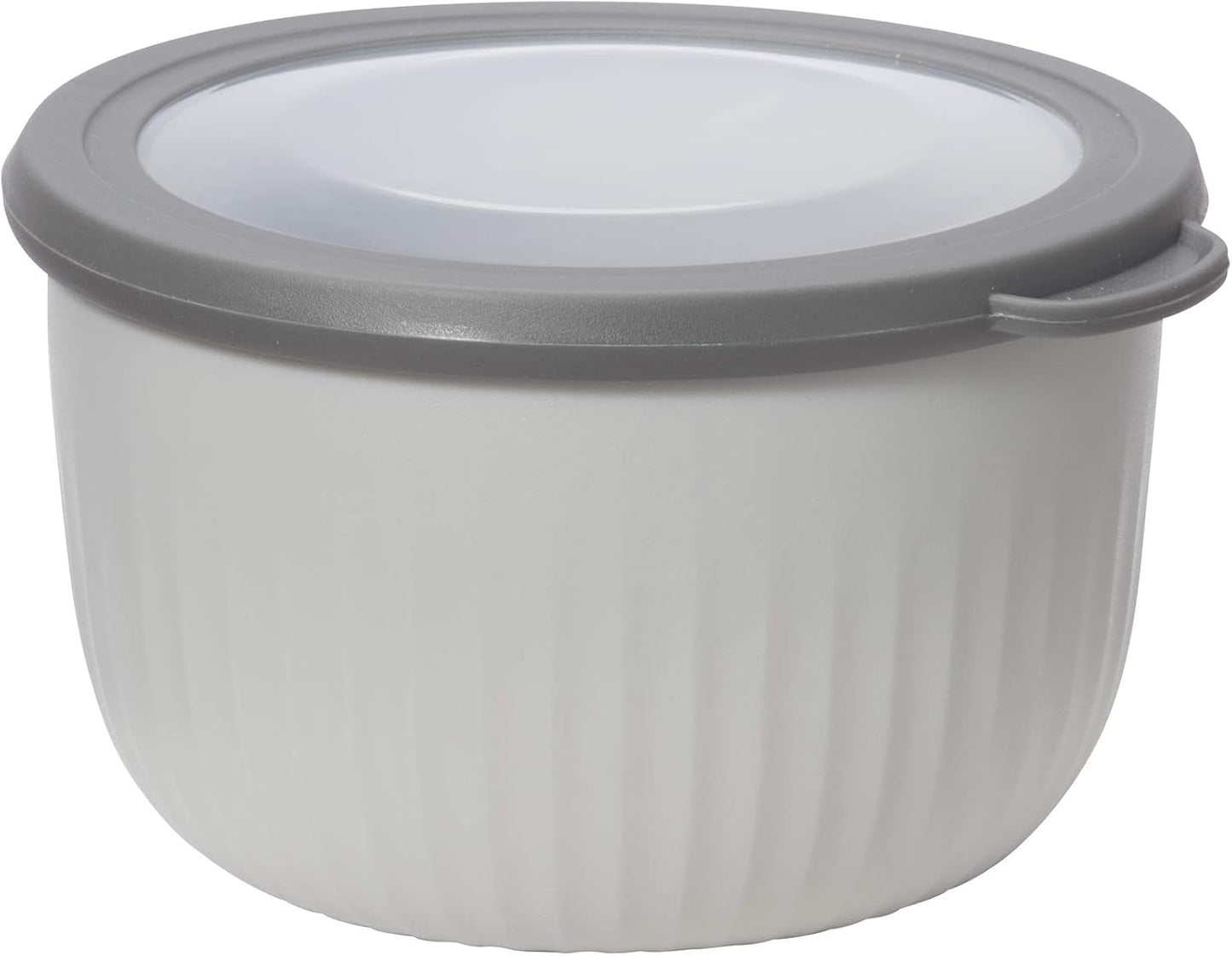 Oggi Prep, Store & Serve Plastic Bowl w/See-Thru Lid- Dishwasher, Microwave & Freezer Safe, (1.4 qt) Lt Gray w/Dk Gray Lid