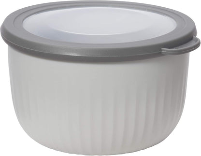Oggi Prep, Store & Serve Plastic Bowl w/See-Thru Lid- Dishwasher, Microwave & Freezer Safe, (1.4 qt) Lt Gray w/Dk Gray Lid