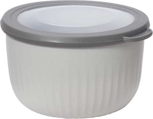 Oggi Prep, Store & Serve Plastic Bowl w/See-Thru Lid- Dishwasher, Microwave & Freezer Safe, (1.4 qt) Lt Gray w/Dk Gray Lid