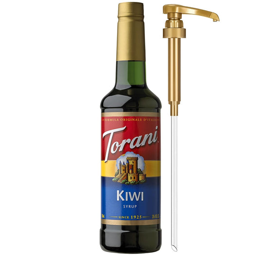 Torani Kiwi Syrup for Drinks, Flavoring for Iced Tea, Lemonade, Sodas, and Cocktails, Pump Included, 25.4 Oz