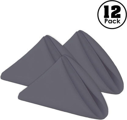 Gee Di Moda Cloth Napkins - 17 x 17 Inch Charcoal Dinner Napkins - Set of 12 Soft & Absorbent Washable Fabric Cloth Table Napkins with Hemmed Edges for Hotel Restaurant, Holiday Parties & Wedding
