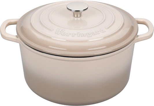 Enameled Cast Iron Dutch Oven Pot with Lid, for Sourdough Bread Baking, Round Dutch Ovens, 4.5 Quart, Latte